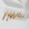 Wholesale 4 Pieces Cute Sweet Color Block Plating Inlay Brass Zircon 18K Gold Plated Drop Earrings
