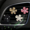 Wholesale rhinestone five-petal flower car decoration clip car air conditioning outlet exquisite diamond crystal supplies ornaments