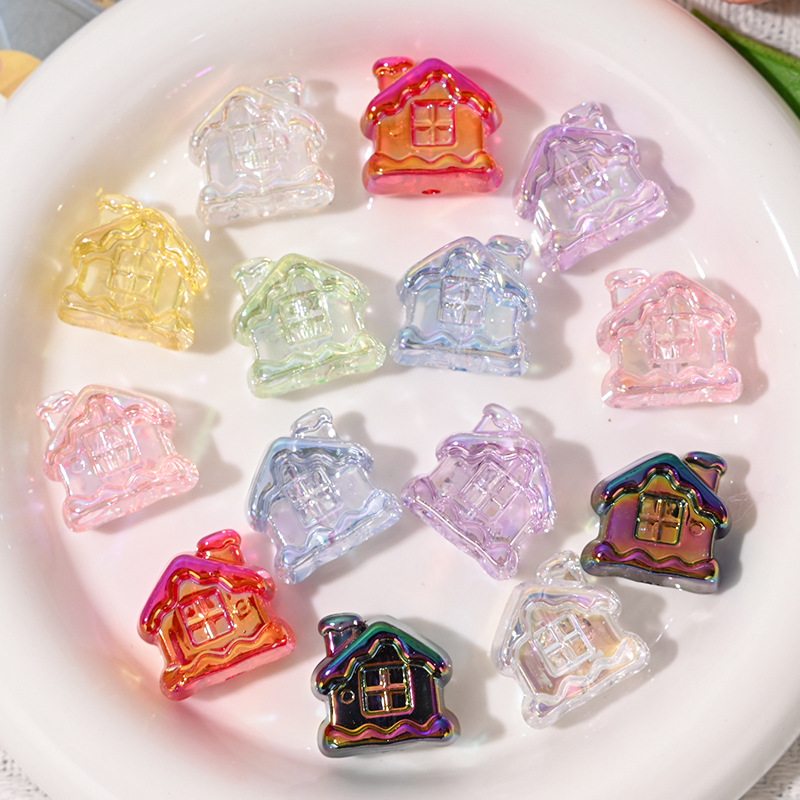 Wholesale Cartoon house straight hole beaded