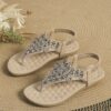 Wholesale Women's Flat Sandals, Bohemian Style Flip-Flops, Cross-Border Large Size Rhinestone Handmade Shoes Manufacturer Wholesale Breathable