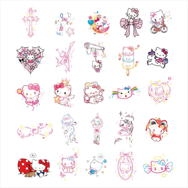 Wholesale New Hellokitty Cat Color Tattoo Sticker Waterproof Lasting Cartoon Girl Kids Hello Kitty Tattoo Sticker