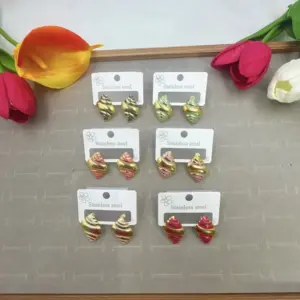 Spiral Cone-shaped Oil Drop Earrings in Random Colors / 18k