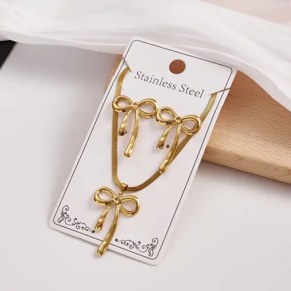 Butterfly Knot Flower Earrings Necklace Set 304 Stainless Steel Electroplated Jewelry Set Casual Holiday Modern Style For Women