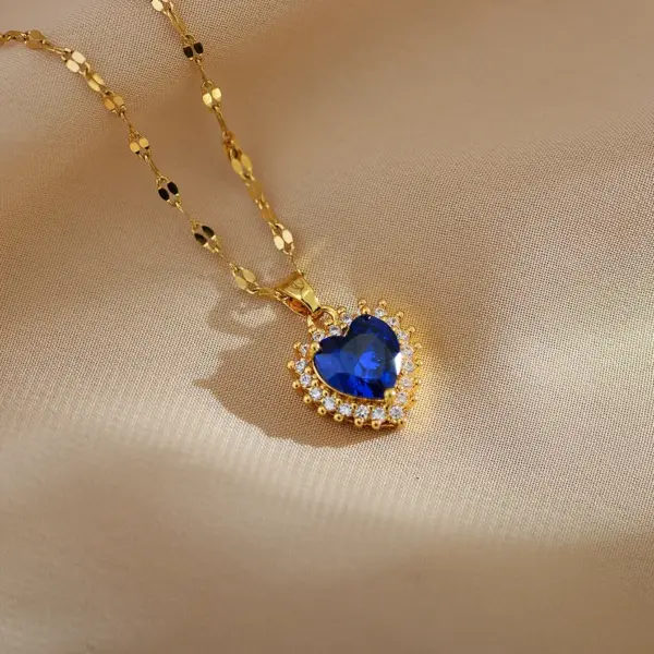 Wholesale Copper Heart Shape Electroplating Zircon Copper Plated IG Style Simple Style Shiny Waterproof Non Tarnish Plating Inlay Pendant Necklace