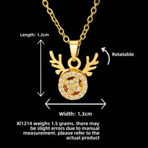 XL1214 Rotating Antler Coin Necklace / Gold