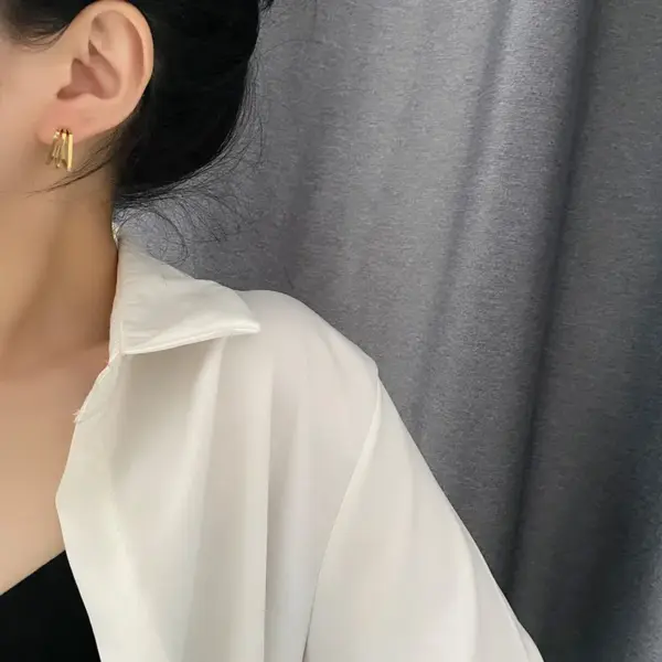 Vacuum Plating Real Gold Plated 18K Gold Gold Plating Silver Plated Geometric 304 Stainless Steel Simple Style Waterproof Non Tarnish Earrings