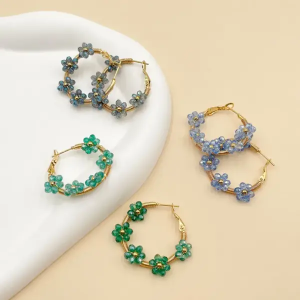 Wholesale 1 Pair Fashion Flower Plating 304 Stainless Steel Crystal Gold Plated Stainless Steel Earrings