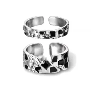 Checkerboard women's ring / Adjustable opening