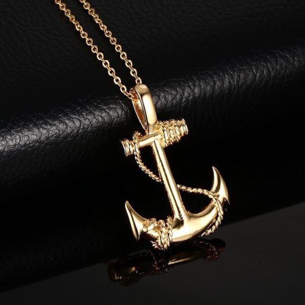 oly-d1c2f6cb38b7ca2427f24ea217906cce Wholesale 2023 European and American Jewelry Caribbean Pirate Ship Anchor Necklace Vintage Best Selling Men's Necklace Personalized Fashion Jewelry