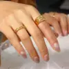 Wholesale PVD Coated Real Gold Plated 18K Gold Geometric 304 Stainless Steel Fashion Waterproof Non Tarnish Rings