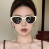 Wholesale Fashion Retro White Cat's Eye Sunglasses Women High-end Sense 6010 HD Nylon Sunscreen Women Sunglasses