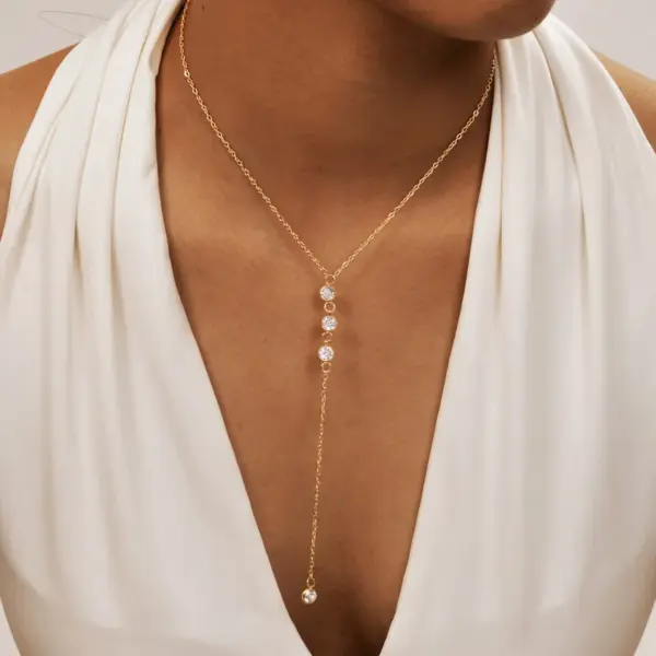 Wholesale Ion Plating (IP) Tassel Chain 201 Stainless Steel Elegant Streetwear Waterproof Non Tarnish 201 Stainless Steel Pendant Necklace