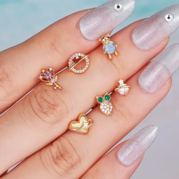 Wholesale Fashion Geometric Brass Plating Zircon Ear Studs 1 Piece