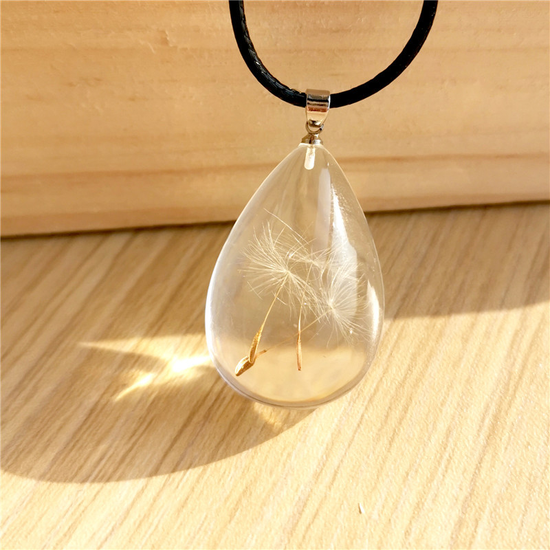 Wholesale Cross-Border Hot Selling Artificial Glue Dandelion ied Flower Necklace Women's Summer High-End Plant Specimen Handmade DIY Necklace