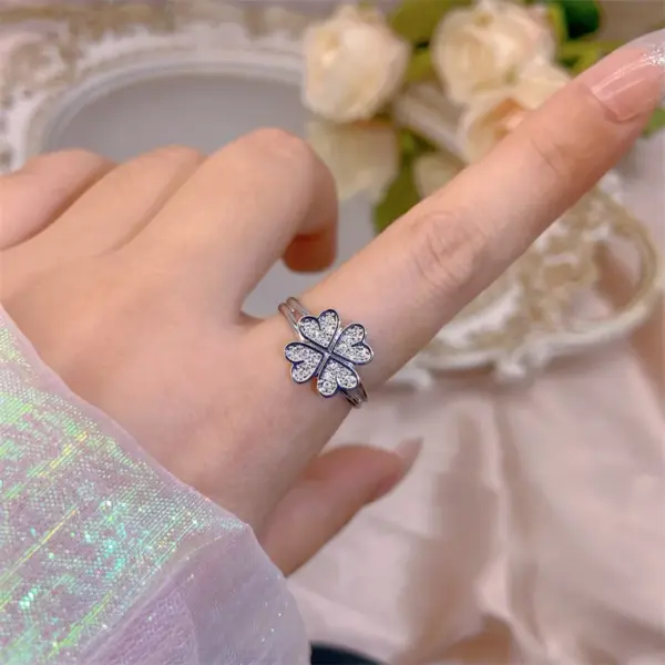 Wholesale Copper Plating Inlay Leaf Heart Shape Skull Zircon Open Rings