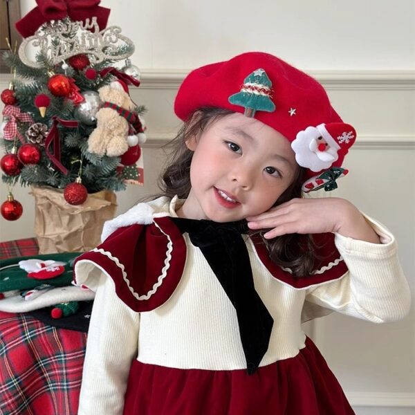 Wholesale Christmas parent-child beret warm wool red hat