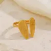 Wholesale PVD Coated 18K Gold Plated Wings 304 Stainless Steel Modern Style Streetwear Waterproof Non Tarnish Open Rings
