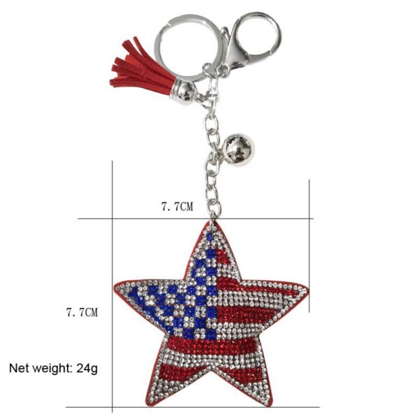 Wholesale Diamond studded national flag five pointed star keychain