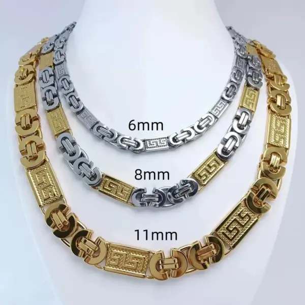 Wholesale Trendy Titanium Steel Necklace Bracelet Set For Men Stainless Steel U-Shape Fashion Jewelry Unisex Gold Plated Quadrilateral Craft