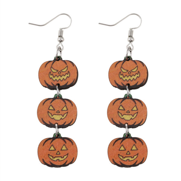 Wholesale Halloween Gothic style splicing triple wooden double-sided funny earrings