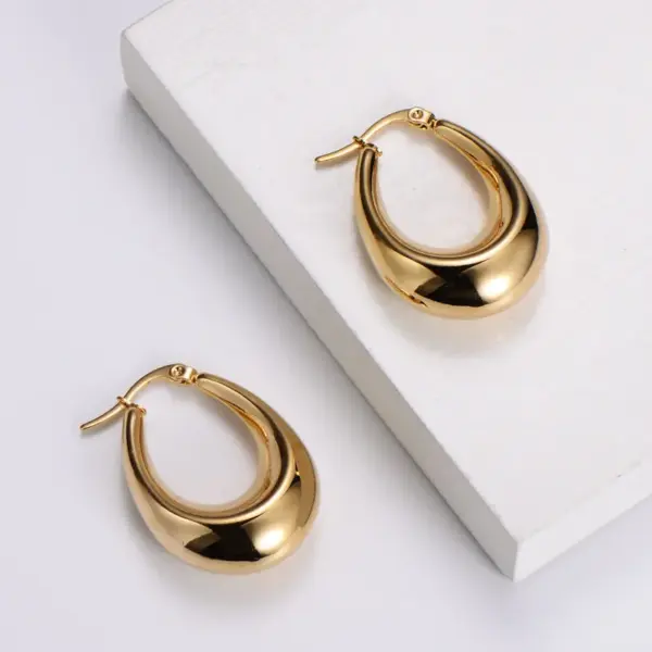 Wholesale PVD Coated 18K Gold Plated Water Droplets Stainless Steel French Style Waterproof Non Tarnish Earrings