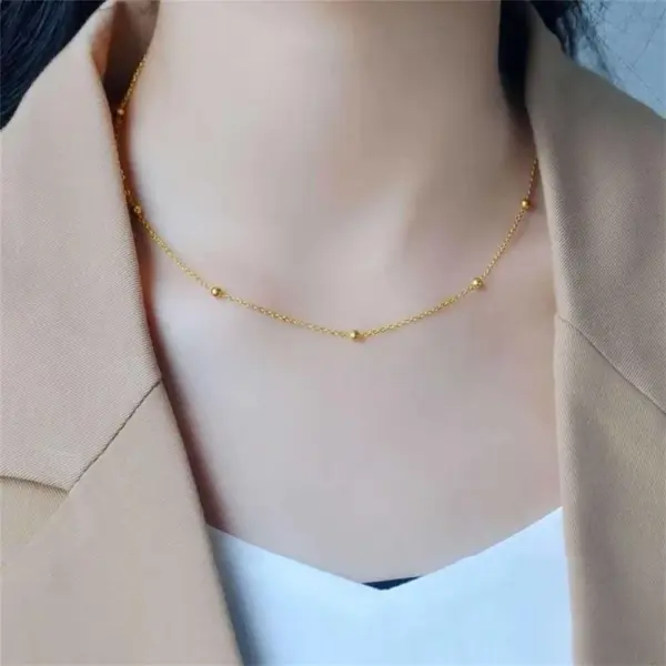 PVD Coated Real Gold Plated 18K Gold Solid Color 304 Stainless Steel Simple Style Waterproof Non Tarnish 304 Stainless Steel Necklace