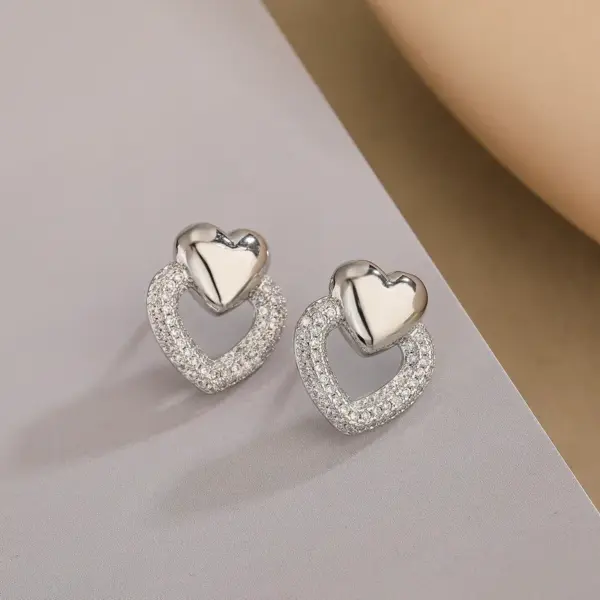 Wholesale 1 Pair Simple Style Commute Heart Shape Plating Inlay Copper Pearl Zircon 18k Gold Plated Earrings