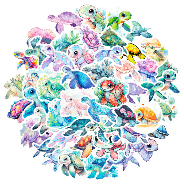 Wholesale 50 Blue Sea Turtle Stickers Cartoon Turtle Graffiti Stickers Color Ocean Turtle DIY Scooter Stickers