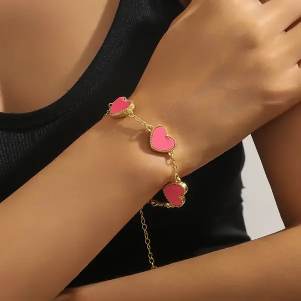 Wholesale Fashionable Wide Edge Heart Shaped Bracelet Double Sided Simple Stylish Ins Style Women's Jewelry Accessory Stainless Steel