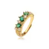 Wholesale Elegant Luxurious Shiny V Shape Copper Plating Inlay Zircon 18k Gold Plated Open Rings