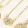 Wholesale Simple Style Virgin Mary Devil's Eye Copper 14k Gold Plated Zircon Pendant Necklace In Bulk