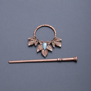 F714-5 antique copper moonstone leaf set