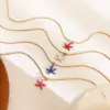 304 Stainless Steel Starfish PVD Coated Enamel Real Gold Plated Retro Simple Style Waterproof Non Tarnish Surgical Steel Bamboo Necklace Lobster Trigger Clasp Closure White Red Pendant Necklace