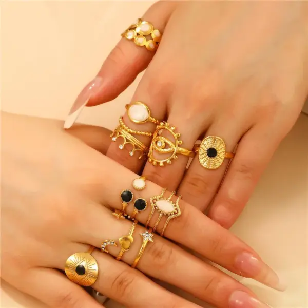 304 Stainless Steel Geometric Animal Flower Long-Lasting Plated Ion Plating (IP) K Gold Plated Silver Plated IG Style Plating Hollow Out Inlay Open Rings