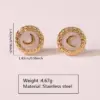Wholesale 304 Stainless Steel Plastic Moon Electroplating Imitation Gold Romantic Simple Style Classic Style Plating Ear Studs