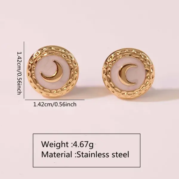Wholesale 304 Stainless Steel Plastic Moon Electroplating Imitation Gold Romantic Simple Style Classic Style Plating Ear Studs