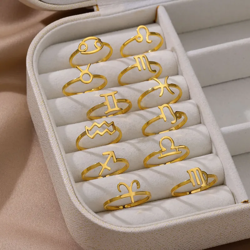 Wholesale PVD Coated Real Gold Plated Contion 304 Stainless Steel Basic Simple Style Waterproof Non Tarnish Open Rings