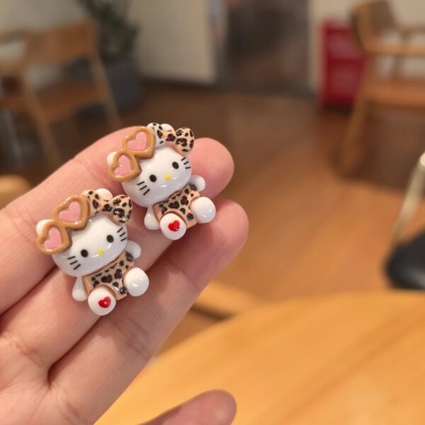Wholesale Cute leopard print kitten earrings