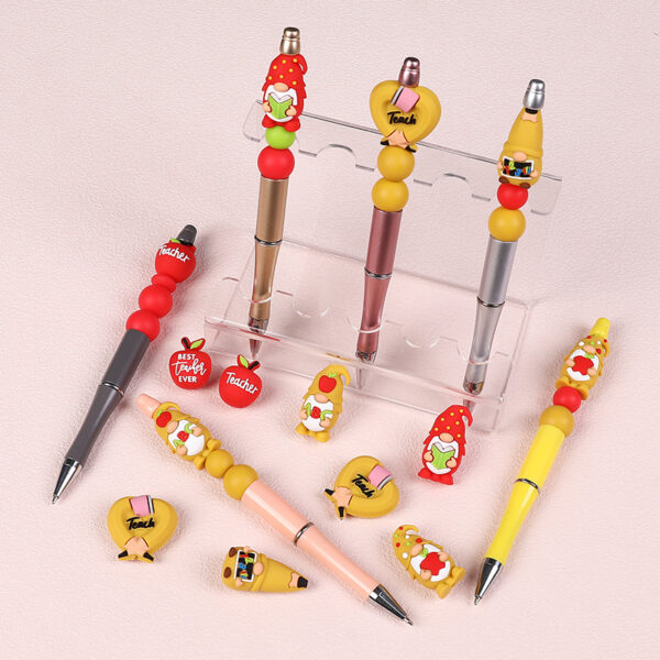 Wholesale New Teacher Jewelry 3D Cartoon Dwarf Silicone Beads DIY Necklace Accessories Abc Teacher Silicone Beads Loose Beads