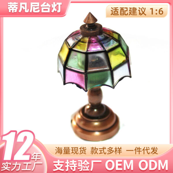 oly-d21b3ed62ce2732eceb9a04aa04324e1 Wholesale LED 1:12 DOLLHOUSE accessories DOLLHOUSE Tiffany table lamp will light up without power LED light toggle switch