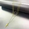 Wholesale 304 Stainless Steel Casual Simple Style Cross Double Layer Necklaces Pendant Necklace