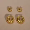 1 Pair Fashion Round Plating 201 Stainless Steel Gold Plated Stainless Steel Earrings