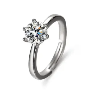 Six-claw women's diamond ring open mouth (high quality) / Adjustable opening