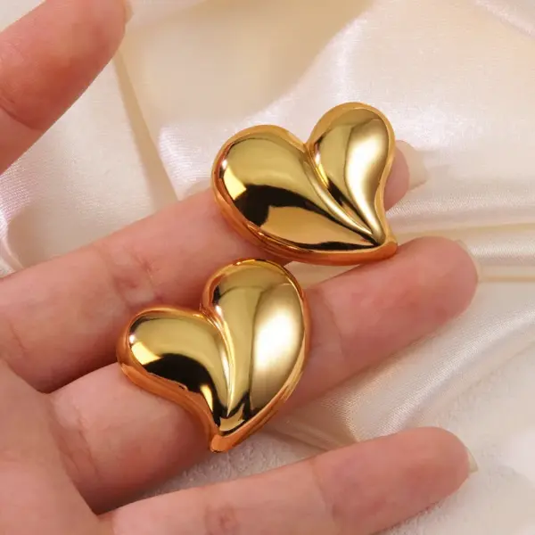 1 Pair Sweet Heart Shape 304 Stainless Steel Electroplating Ear Studs