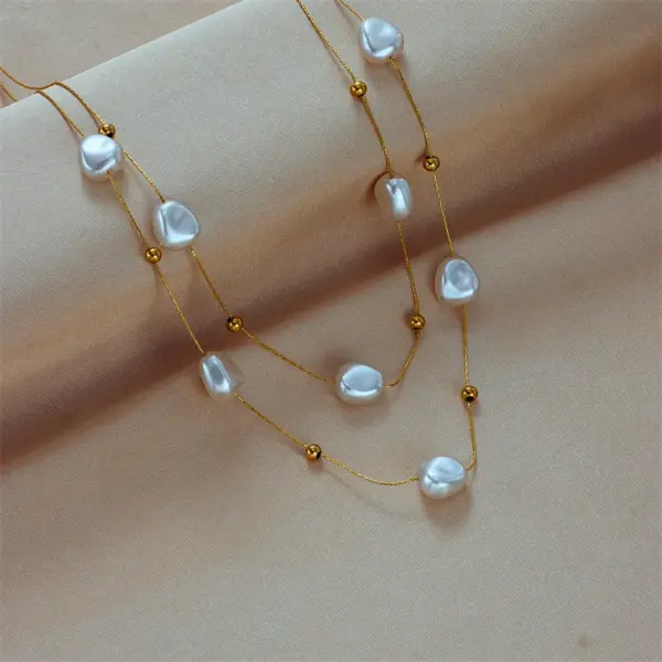 Wholesale PVD Coated Real Gold Plated 18K Gold Irregular 304 Stainless Steel Plastic INS Style Casual Waterproof Non Tarnish 304 Stainless Steel Layered Necklaces