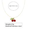 Wholesale 304 Stainless Steel Plastic Cherry Ion Plating (IP) 18K Gold Plated Simple Style Commute Waterproof Non Tarnish Plating Regular Chain Pendant Necklace