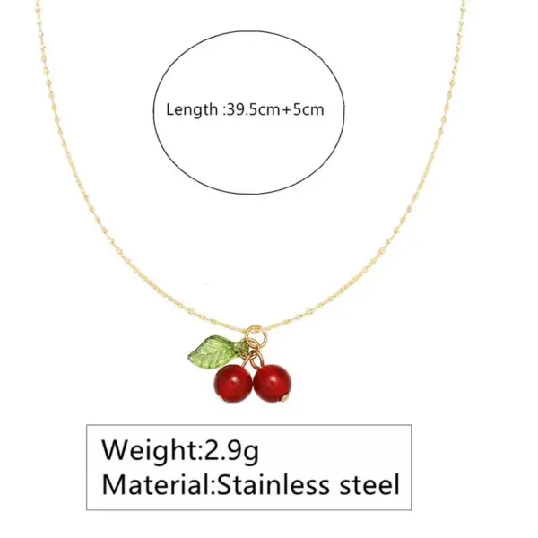 Wholesale 304 Stainless Steel Plastic Cherry Ion Plating (IP) 18K Gold Plated Simple Style Commute Waterproof Non Tarnish Plating Regular Chain Pendant Necklace