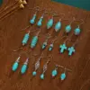 1 Pair Vintage Style Ethnic Style Geometric Turquoise Drop Earrings