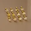 1 Piece Sweet Simple Style Flower Plating Inlay Titanium Steel Zircon Ear Studs