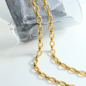Wholesale PVD Coated Real Gold Plated 18K Gold Solid Color 304 Stainless Steel Casual Simple Style Waterproof Non Tarnish Bracelets Necklace